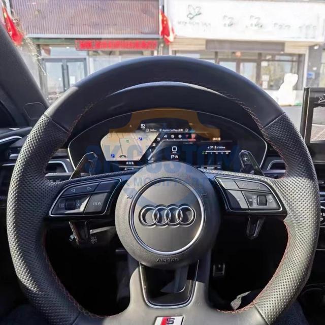 アウディ A3 S3 RS3 A4 B9 S4 RS4 A5 S5 RS5 A6 S6 A7 A8 S8 Q3 Q5 Q7 RS6 C7 C8 RS7 TT 用 カーボンファイバー ステアリングホイール パドルシフト 輸入品