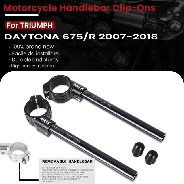 トライアンフ・デイトナ675/675R用 フロントフォーク取り付けクリップオンハンドルバー (2007-モデル対応) 輸入品