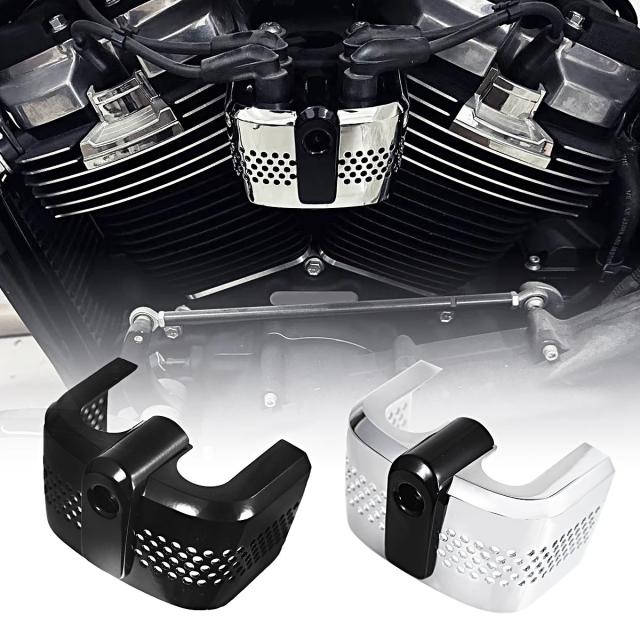 ブラッククロームメタル イグニッションコイルカバー ハーレーソフテイル ファットボーイスリム ストリートボブ ブレイクアウト ローライダー ヘリテージクラシック 2018-2025対応 輸入品