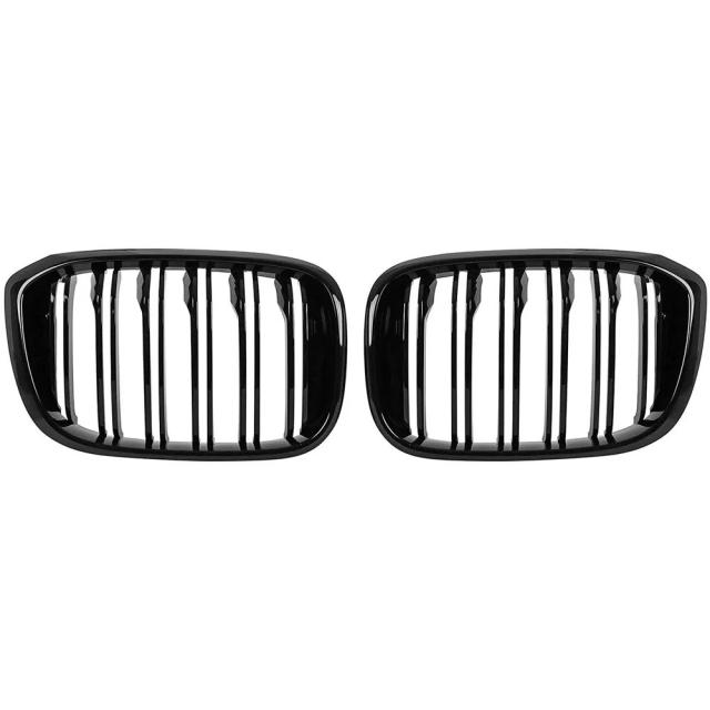 BMW 3・4・X3・X4・G01・G02・G08（2018-）用 フロントボネットキドニーグリル 2ラインデュアルスラット 光沢ブラック レーシンググリル 1ペア 輸入品_6