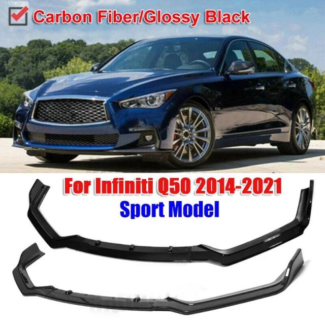 3個セット インフィニティ Q50 スポーツモデル用 フロントバンパーリップスポイラー スプリッター 2014-式 輸入品