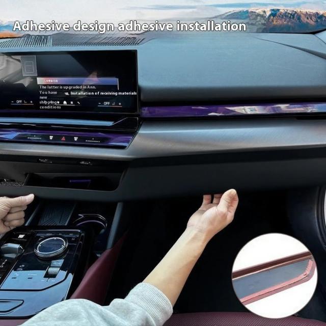 BMW 5シリーズ G60 i5 2024-2025 用 ブラックレザーセンターパネル ダッシュボード装飾カバー トリム LHD 輸入品