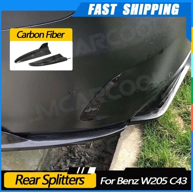 JMCARCOOL カーボンファイバー リアバンパーリップ スプリッター カナード メルセデス・ベンツ Cクラス W205 C205 C63 セダン 4ドア 2015-2019 輸入品
