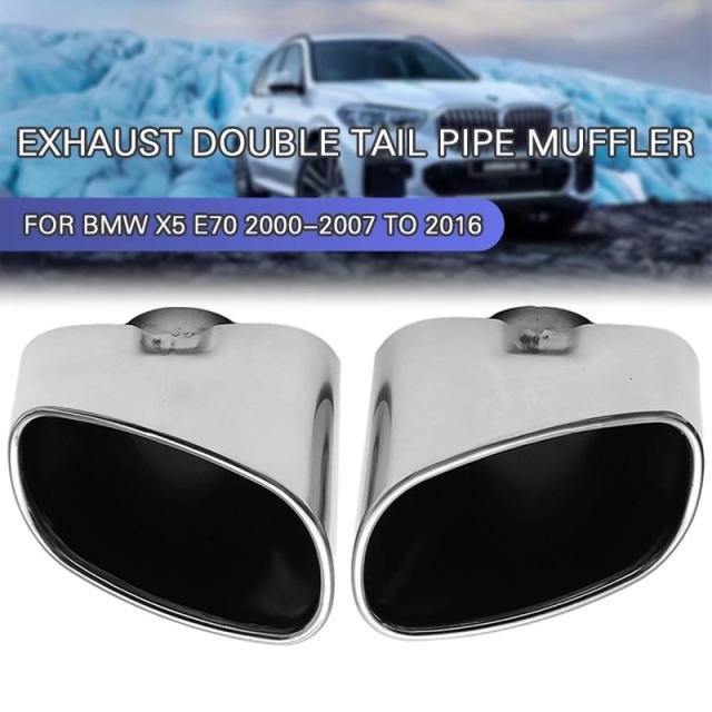 2個セット ステンレススチール クローム仕上げ デュアルマフラーチップ 排気管  BMW X5 E70 2000-2007年式 〜2016年式対応 輸入品_7