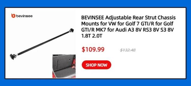 BEVINSEE パフォーマンス フロントストラットタワーバー VW Golf MK7/7.5 GTI/R 対応 輸入品_8