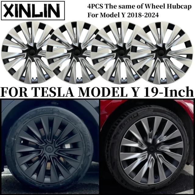 4個セット 19インチ ホイールハブキャップ フルリムカバー 高性能交換用ホイールキャップ アクセサリー Tesla Model Y 2018-2024 専用 輸入品