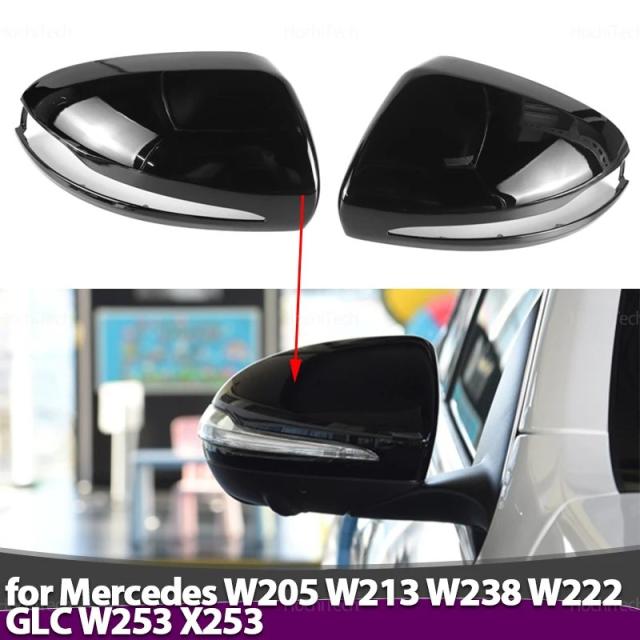 ブラックカーボンパターン ドアミラーカバー メルセデスAMG C E S GLC W205 W213 W238 W222 C217 C253 X205 W253 X253 専用 左手持ち部分車 インポート品
