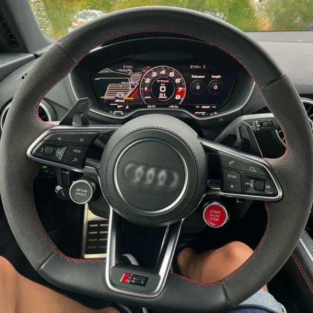 アウディ A3 S3 RS3 A4 A5 S5 A6 S6 RS6 TT R8 Q3 Q5 用 カーボンファイバー ステアリングホイール パドルシフト エクステンション カーディテール 輸入品_6