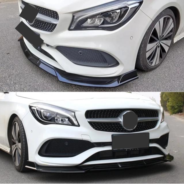 光沢ブラック / カーボン フロントプロテクター バンパーリップ チューニングパーツ メルセデス・ベンツ CLAクラス C117 CLA200 CLA260 CLA45 AMG 2013-2016 輸入品