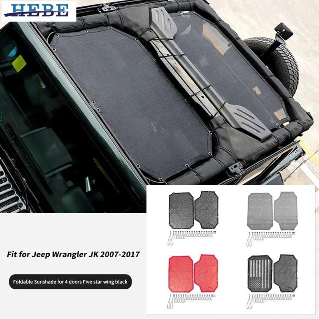 HEBE 車用ルーフサンシェード 遮熱ネット ジープ ラングラー JK 4ドア 2007-モデル 外装アクセサリー 輸入品