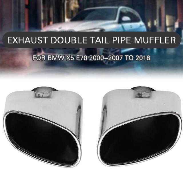 2個セット ステンレススチール クローム仕上げ デュアルマフラーチップ 排気管  BMW X5 E70 2000-2007年式 〜2016年式対応 輸入品_6