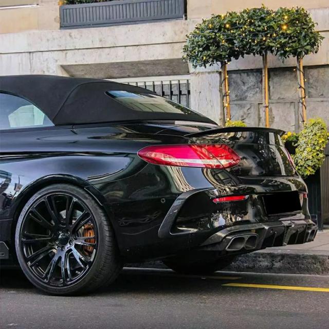 メルセデス・ベンツ Cクラス C205 A205 C63 AMG クーペ 2ドア 2015-用 カーボンファイバー/FRP ブラック リアバンパー カナード スプリッター ベント 輸入品
