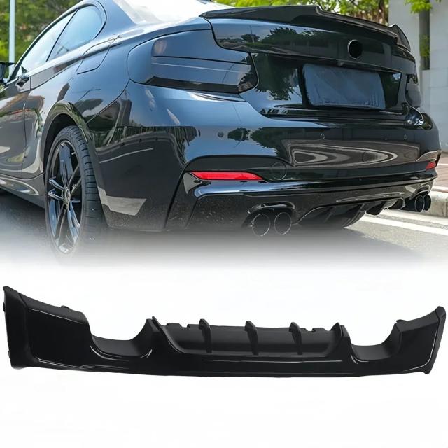 パフォーマンススタイル グロスブラック リアバンパーディフューザースプリッター BMW F22 F23 2シリーズ 230i M235i M240i 2014-2021 用 チューニングボディキット 輸入品