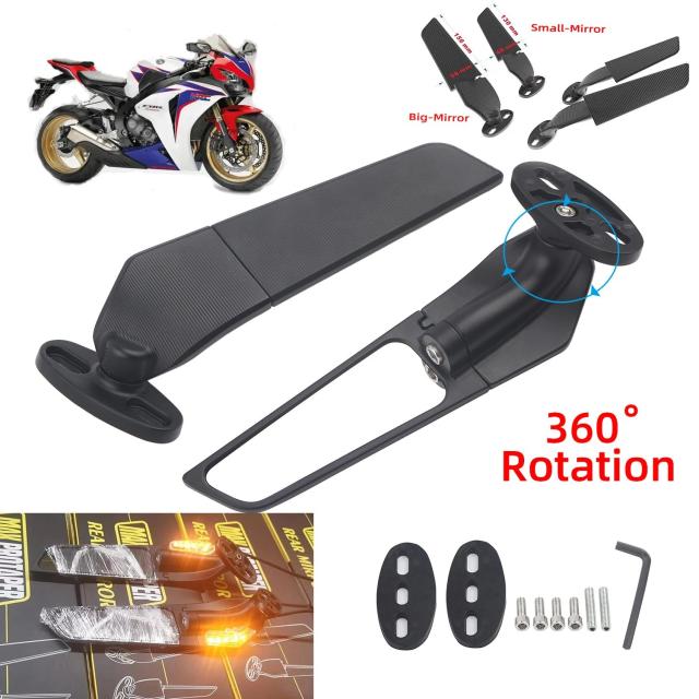 ホンダ CBR650R F CBR1000RR CBR600RR CBR250R 300R 400RR 500R 用 モーターサイド ミラー カスタム ウインドウイング 回転式 バックミラー 輸入品