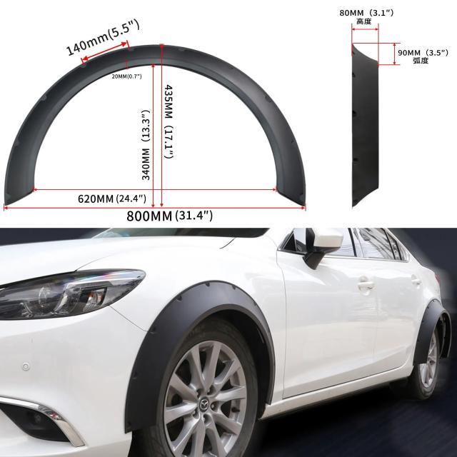 BMW E92 M3用ワイドボディフェンダーフレアー 80mm 4ピースセット ブラック 輸入品_1