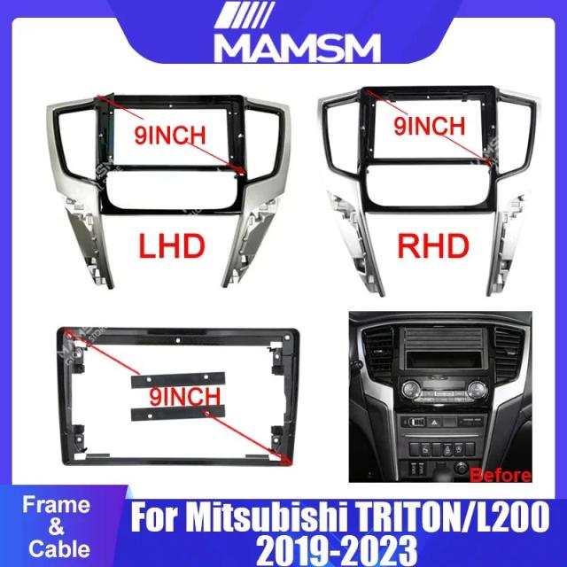 三菱 トリトン/L200 2019-用 9インチ カーナビ Android ファシア マルチメディア CD MP5 オーディオ ステレオ パネル フレーム ケーブル ハーネス 輸入品