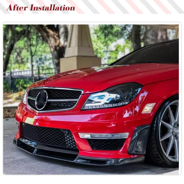 メルセデス・ベンツ Cクラス W204 C63 AMG用 カーボンファイバー フロントバンパーエアベントトリム 2012-2014年モデル 輸入品