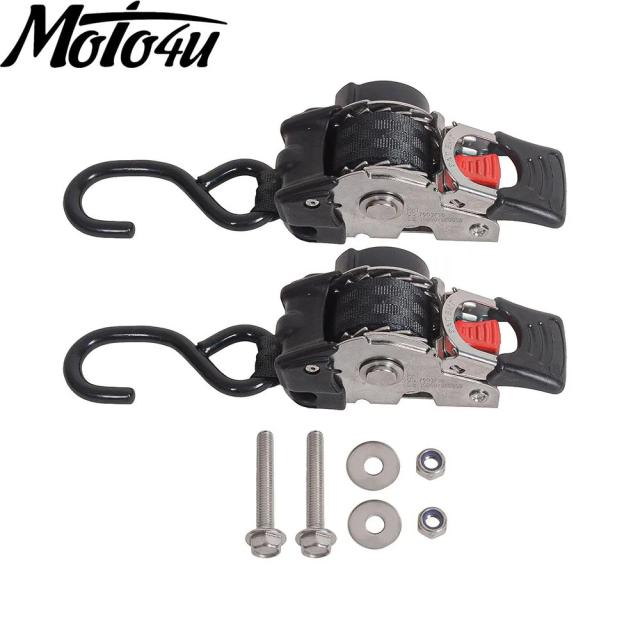シングルフック ステンレス鋼 自動巻き取り ラチェット式 タイダウンベルト S字フック トレーラー 牽引 バイク工具 輸入品