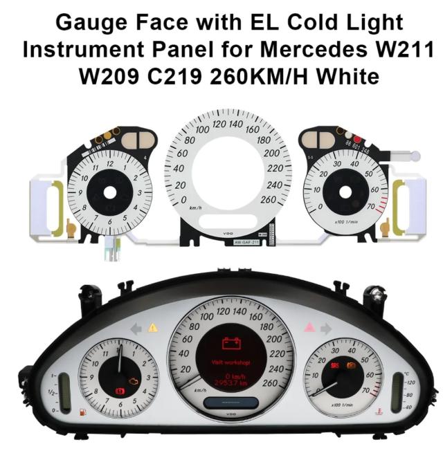 メルセデスW211 W209 C219用 260km/h 白色メーター EL冷光インパネ ホワイト/ブラック 輸入品_14
