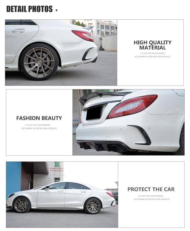 メルセデス・ベンツ W218 CLSクラス CLS63 (2015-) 用 カーボンファイバー/FRP リアバンパー カナード サイドベントトリム ステッカー ボディキット 輸入品_9