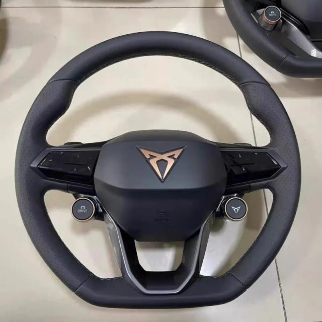 SEAT クプラ FR レオン MK4 / レオン FR Mk3 2013-2021 / イビザ 6J 用 DIY ステアリングホイールカバー 編組レザー アクセサリー 輸入品