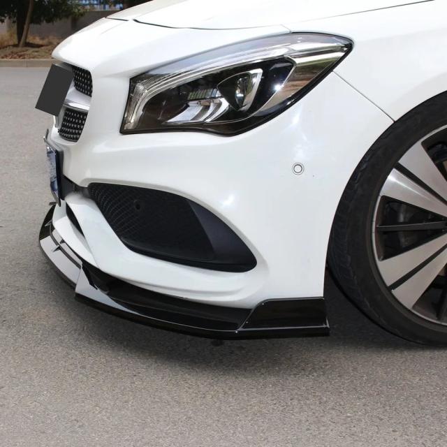 光沢ブラック / カーボン フロントプロテクター バンパーリップ チューニングパーツ メルセデス・ベンツ CLAクラス C117 CLA200 CLA260 CLA45 AMG 2013-2016 輸入品