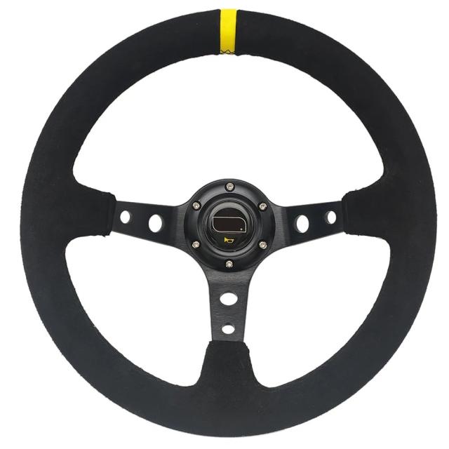 13インチ 320mm レーシングスポーツステアリングホイール ユニバーサル OM スエード ディッシュ 輸入品