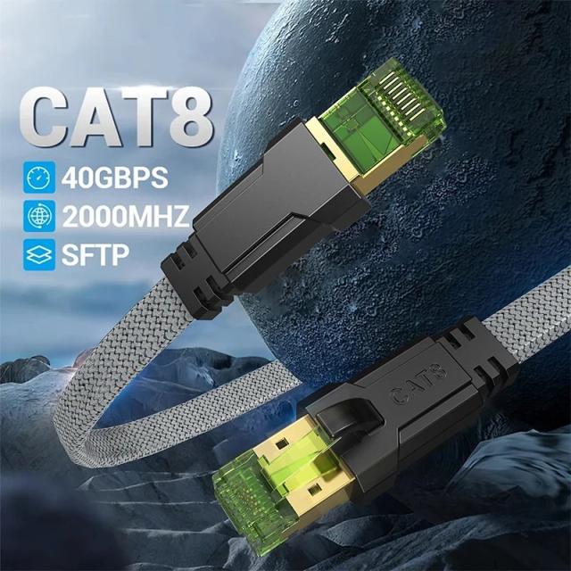 CYANMI Cat8 イーサネットケーブル STTP 40Gbps 2000MHz Cat 8 RJ45 ネットワークLANパッチコード 輸入品