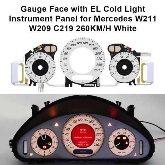 メルセデス W211 W209 C219用 260km/h メーター EL冷光インパネ ホワイト＆ブラック 輸入品