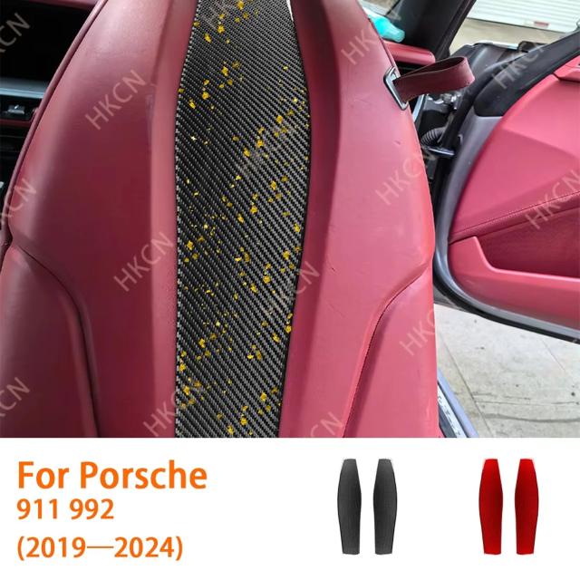 HKCN ポルシェ911 992 2019-2023 カーボンファイバー シート背もたれパネル 車内アクセサリー カバー トリム 改造用ステッカー デカール 輸入品