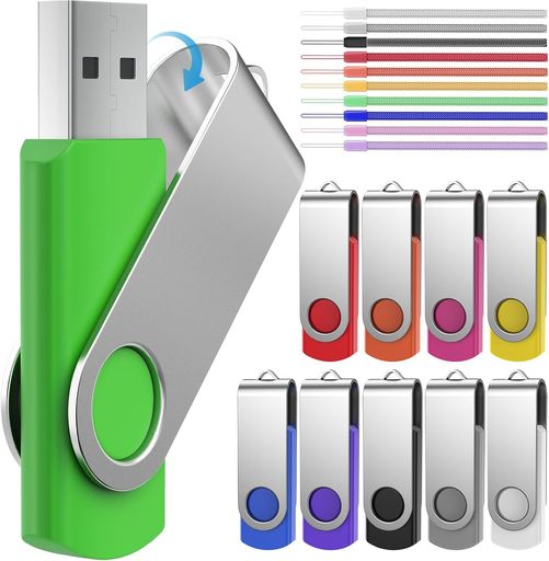 USBメモリ 16GB 10個セット USB2.0 高速 データ転送 USBメモリー16ギガ 回転式 メモリフラッシュドライブ データバックアッ (十色)
