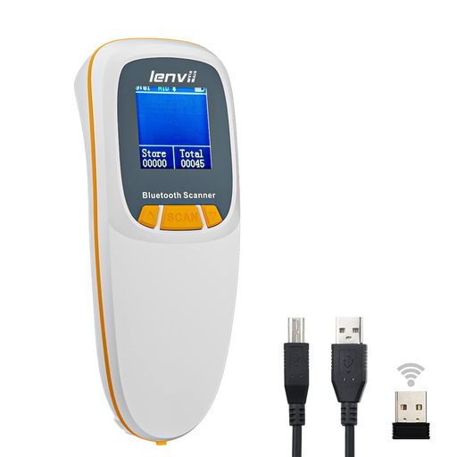 LENVII R777 バーコードスキャナー 1次元 2次元 バーコードリーダー USB有線/無線 2.4G BLUETOOTH ワイヤレス QRコードリーダー 図書館 店舗 物流 倉庫などに適用(白)