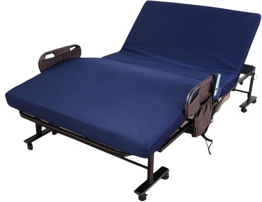 ビータ(VITA) 寝心地選べる折りたたみ電動ベッド ネイビー 長さ196CM×高さ63CM(床面高さ45CM) 幅119CM セミダブル 高反発 無段階電動リクライニング 跳ね上がり防止 指はさみ防止 メッシュ生地