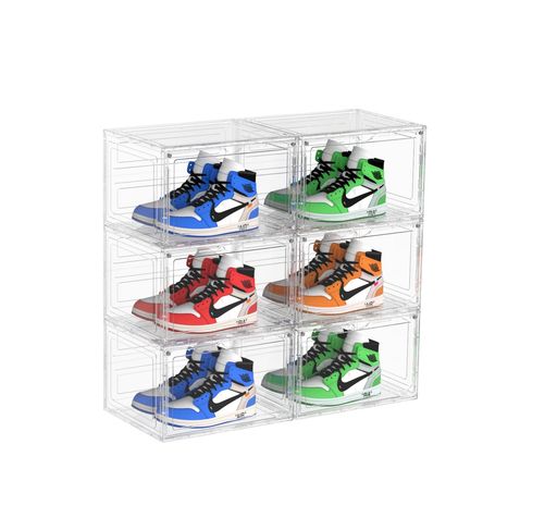 FINDBETTER シューズボックス 6個セット大容量収納ボックス 磁石開閉扉スニーカーボックス 小物文房具化粧品収納ケース 靴ケース 收？靴箱 男女兼用シューズケース 玄関靴棚 組立て式 透明…