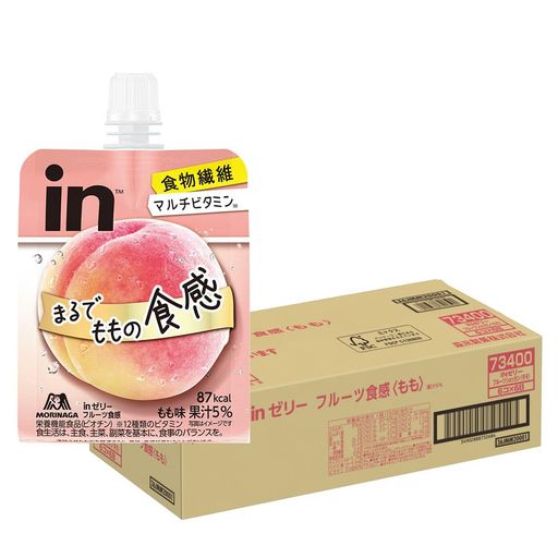 INゼリー 森永製菓 フルーツ食感 もも (150G×36個) 栄養補助食品(ビオチン) 食物繊維 マルチビタミン デザート 桃 国産
