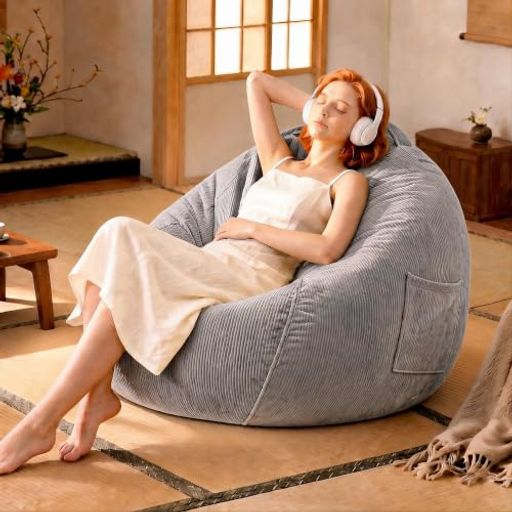 LOVIKON ビーズクッション 特大 120*100CM 一人掛け 怠け者ソファ クッションソファ 柔らかい 軽量 取っ手付き 洗えるカバー付き 健康 無臭 安全 座布団 リラックス おしゃれ