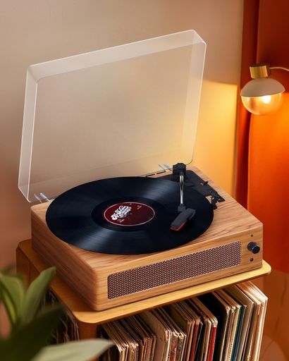 HOSHIKOU DENPA ヴィンテージ レコードプレーヤー、BLUETOOTH 対応、外部スピーカー接続可能、12/10/7 インチおよび78/45/33 回転速度対応