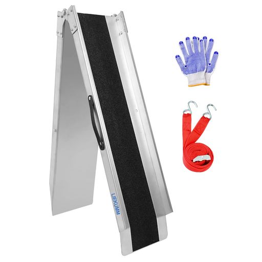 LIEKUMM バイク スロープ 長さ180CM ラダー 耐荷重280KG スチール製 折りたたみ式 スロープ バイク 軽トラ トラック ガレージ積載対応 ATV四輪バギー 自転車 除雪機用ラダーレール 1本
