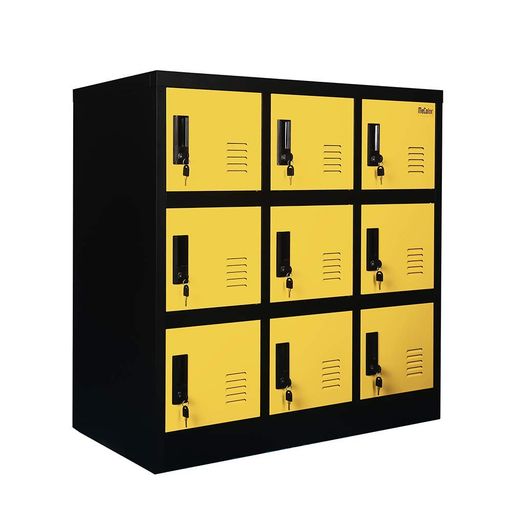 MECOLOR メタル キッズ ロッカー ガールズ用 寝室 と プレイルーム 収納用 洋服 バッグ おもちゃ 本用 W9D イエロー