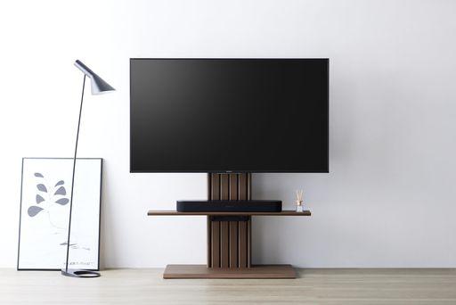 朝日木材加工(ASAHIWOOD) 壁寄せテレビスタンド PILAST 40~65型 ミディアムブラウン 幅100×奥行47×高さ112.8CM ピラスト VESA規格100~400MMまで対応 シアターバー設置 背面収納 棚取り外し可