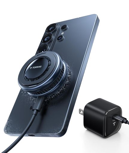 TORRAS OSTAND POLARCIRCLE ワイヤレス充電器【QI2.2 25W急速・瞬間冷却】 ペルチェ素子 MAGSAFE充電器 冷却ファン搭載 360°回転スタンド 置くだけ IPHONE17/16/ GALAXY S26 ULTRA
