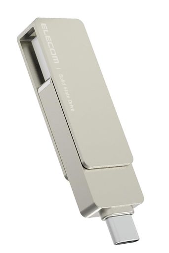 エレコム SSD 外付け 500GB USB3.2 (GEN1) IPHONE対応 TYPE-C/TYPE-A 両対応 回転式コネクタカバー EXFATフォーマット ESD-EPA0500GSV