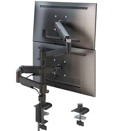 ACCURTEK デュアルモニターアーム 2画面 17-32インチ対応 VESA75X75/100X100 耐荷重2-9KG ポールマウント 縦/横型 クランプ&グロメット式