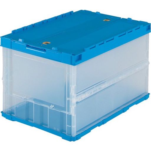 トラスコ中山(TRUSCO) 薄型折りたたみコンテナ 収納ケース 収納ボックス 10個【ケース販売】 530X365X65MM ロックフタ付 50L 半透明 TR-C50B-HTM