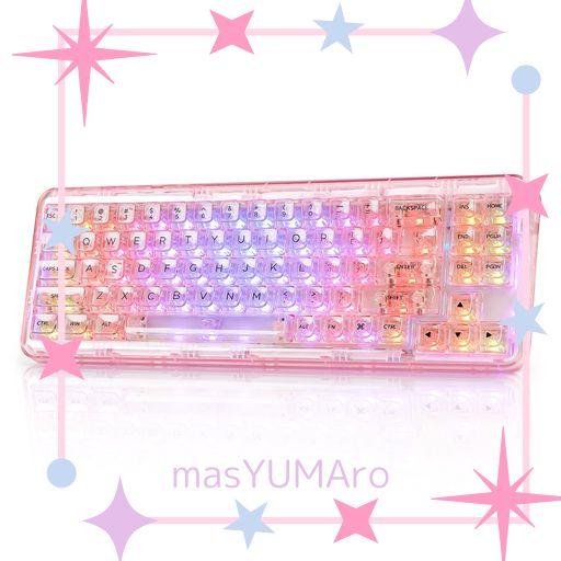 YUNZII X71 メカニカルゲーミングキーボード 透明キーキャップ 71キー 68%配列 ワイヤレス ホットスワップ対応 BT5.0/2.4G/USB-C ガスケット搭載 RGB 無線 WINDOWS/MAC用