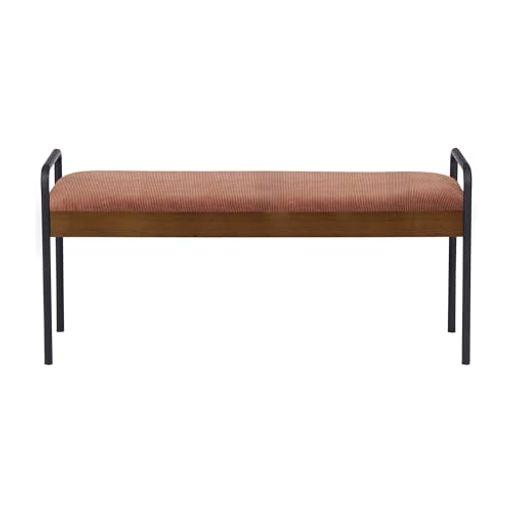 関家具 ベンチ 幅110×奥行38×高さ52CM リグレード ナチュラル/オレンジ(コーデュロイ) 470428