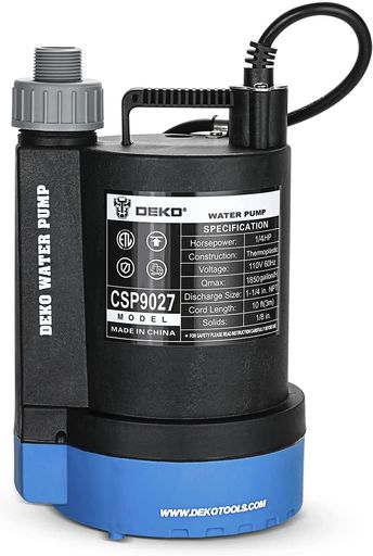 DEKO 水中ポンプ 底部入水式 1/4HP 循環ポンプ 最大吐出量7000L/H 最大揚程8M 強力 ポンプ 汚水 清水両用 50/60HZ共用 電動ポンプ 水耕栽培 水槽ウォーターポンプ 水族館給水 排水ポンプ