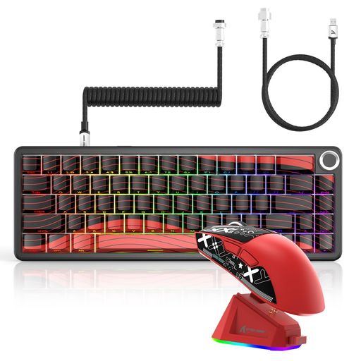 ATTACK SHARK X65PRO HE磁軸ゲーミングキーボード&X11ワイヤレスマウスセット、0.01MM高速、8000HZ、充電ドック付属