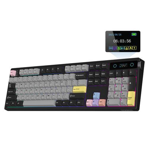 EPOMAKER TH108 PRO フルサイズメカニカルキーボード 画面 ノブ付き ワイヤレスゲーミングキーボード クリーミーガスケット 10000MAH内蔵 無線 ホットスワップ対応 カスタムドライバー RGBバック…