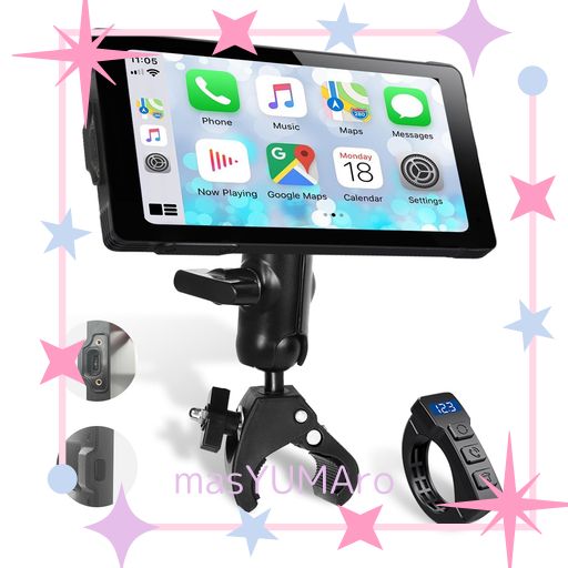 【 ANDROID切断対策あり】ニコマク NIKOMAKU バイク用 スマートモニター 【超薄型+USB給電可能】 【自動輝度調整】 バイク ナビ ディスプレイ SM-1C V2.0 CARPLAY/ANDROID AUTO対応 5.5インチ大画面